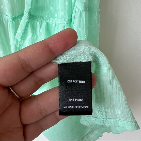 Torrid Clip Dot Ruffle Kimono Light Green Open Front Short Sleeve Size 2 - Picture 4 of 6